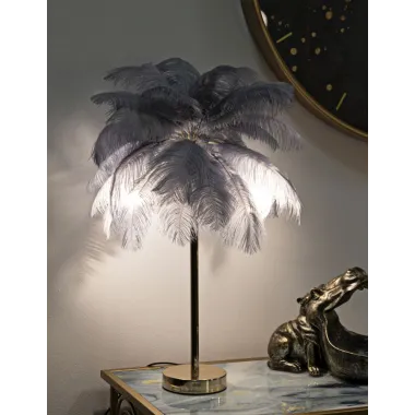 LAMPA STOŁOWA PALM SZARA 55X60 cm